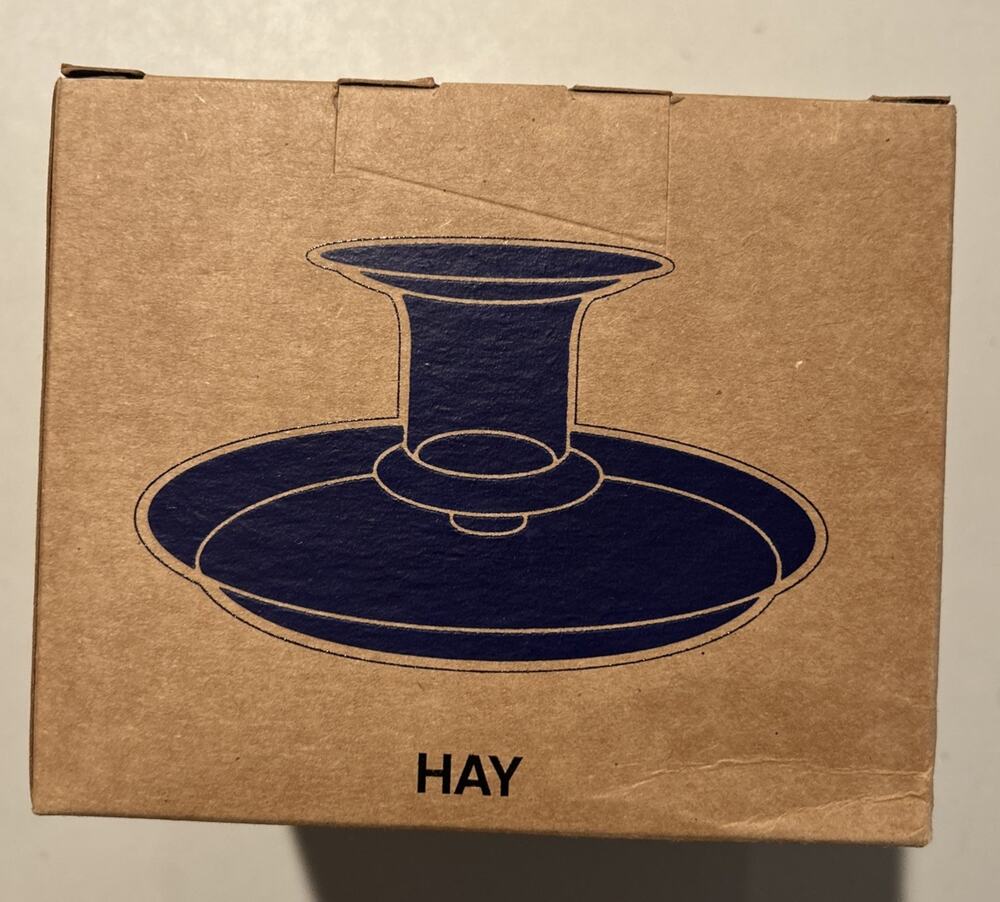 HAY Flare Candle Holder Dark Blue Small Borosilicate Glass